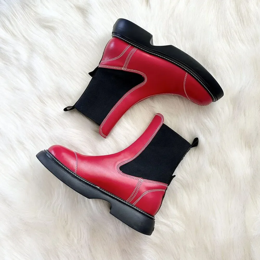 Ganni Everyday Mid Chelsea Boots in Red Size 40 (9.5 US)